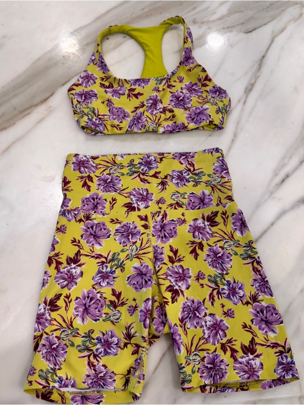 Beach Riot Yellow and Purple Floral Active Set